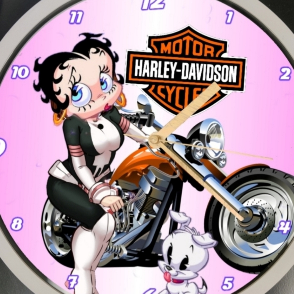 Betty Boop Harley Davidson clock with led lights